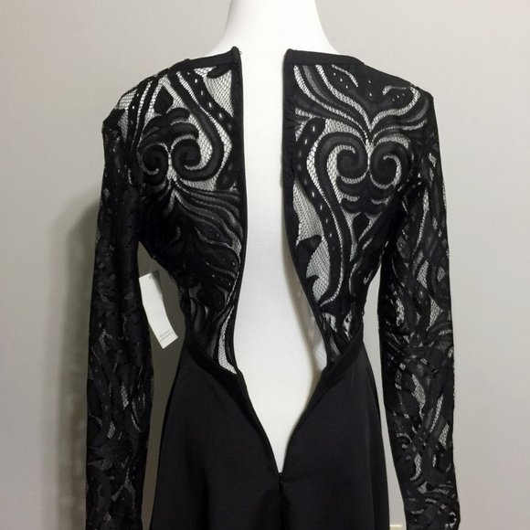 New TOBI Plunging Neckline Dress S Womens Sheer Lace Back Sexy Flirty Vegas Mini - Picture 8 of 15